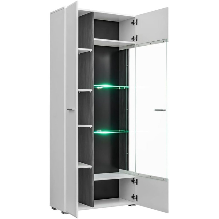 Модульна настінна шафа для вітальні SOLIDO Twin, стінка під телевізор, білий глянець