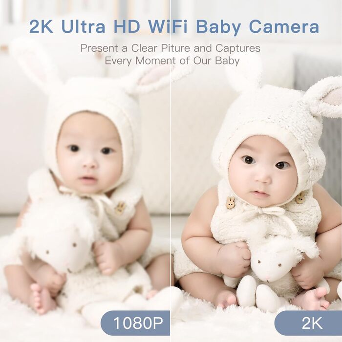 Монітор ARENTI з камерою 2K/3MP, 5 дюймів Wi-Fi Відеоняня PTZ 355, ІЧ нічне бачення, нічне світло, колискові, відображення темпера