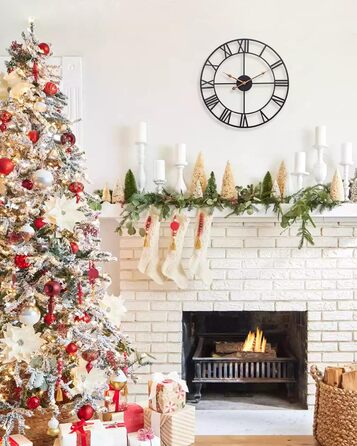 Настінний годинник великий, європейський промисловий старовинний настінний годинник з римськими цифрами, безшумний без цокання мет