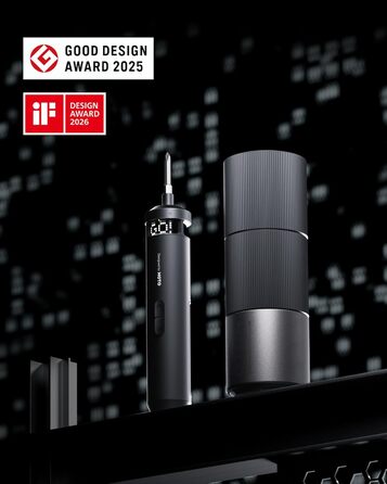 Електричний Шуруповерт з Інтелектуальним Дисплеєм, 6 Режимів Моменту (0.5-6 Нм), Набір Біт 1/4 (30 шт.), Акумулятор 2000 мАг, USB-C, для Електроніки та Домашнього Ремонту