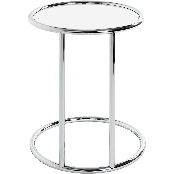 Журнальний столик HAKU Furniture, хром, метал, безпечне скло - Розміри В 55 см x Ø 45 см, Стиль Сучасний В 55 см x Ø 45 см Хром