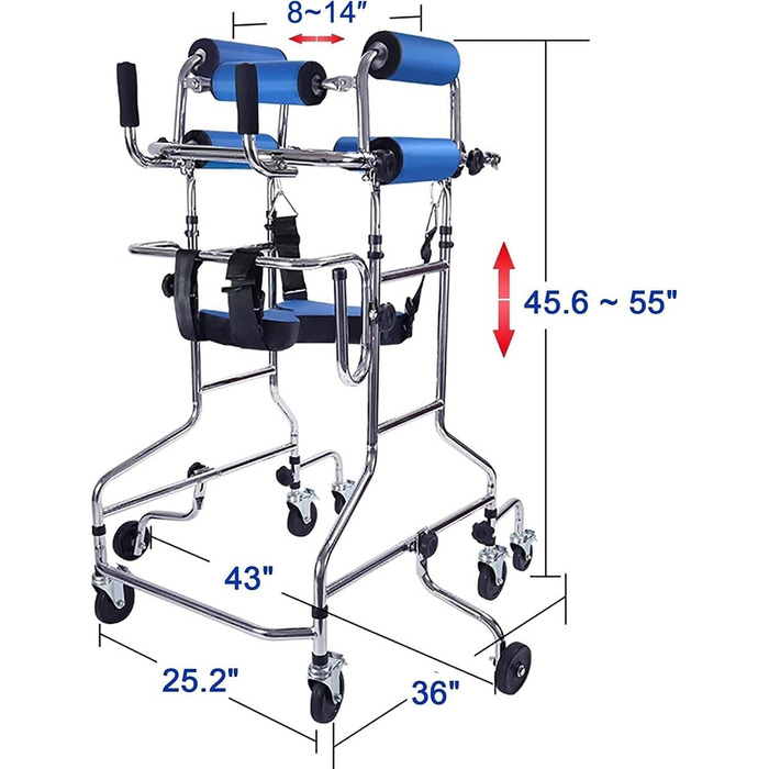 Ходунки для дорослих для людей похилого віку Реабілітаційна геміплегія стоячи, проти нахилу, проти перекидання, тренування нижніх кінцівок, регульована висота, ходунки для інвалідів, підходить для людей