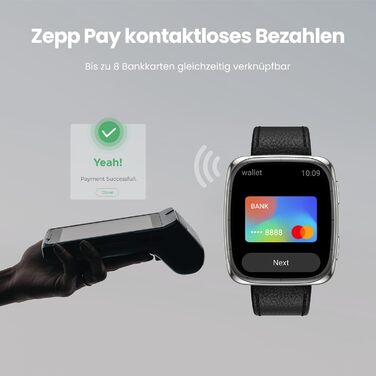 Розумний годинник Amazfit Active 2 з 1,75-дюймовим AMOLED-дисплеєм, офлайн-картами з GPS, 10-денним автономним часом, понад 160 спортивними режимами, водонепроникністю, відстеженням серцевого ритму та сну для Android та iPhone, чорним шкіряним квадратним 