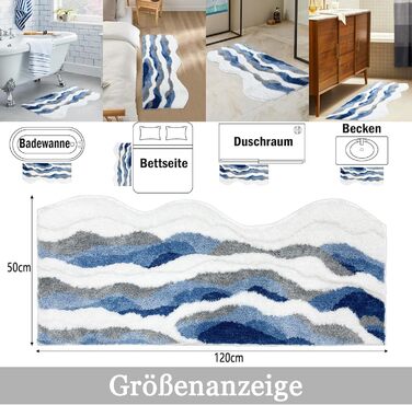 Синій килимок для ванної кімнати, милий килимок для ванної, доріжка, килимок для ванної для пляжу, ванна кімната, довгий килимок для ванної кімнати, прибережне оздоблення, доріжка для ванної кімнати, килимок для раковини 50x120 см