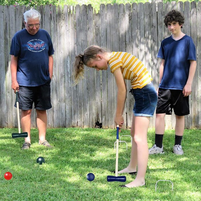 Набір для крокету UISEBRT, крокет на відкритому повітрі для 4 гравців, садова гра, дерев&39яна гра в крокет, гра на спритність для дітей та дорослих