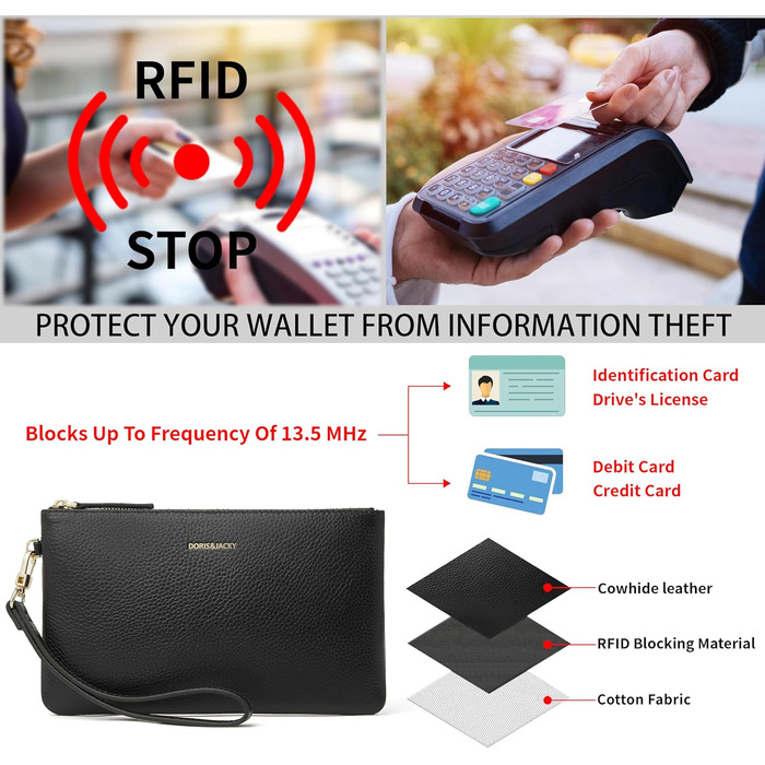 Дорис і Джекі Клатч на зап'ястя -005, Натуральна шкіра, Чорний