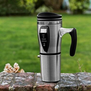 Дорожня кружка InGenious з підігрівом з нержавіючої сталі з 4 рівнями нагріву, адаптером для прикурювача 12 В та місткістю 450 мл