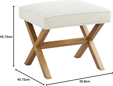 Сучасний м&39який табурет Storeo Basics, м&39який, квадратний, для вхідної зони, коридору, вітальні, льон, масив дерева, колір слонової кістки, 45,7 x 50,8 x 45,7 см, в стилі пуфа