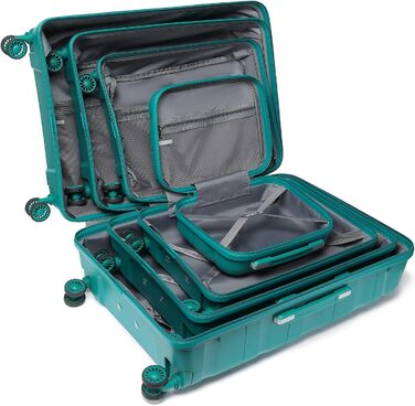 Валіза-візок KONO, велика легка валіза з твердим корпусом та замком TSA, валіза на колесах на 4 колеса (бірюзовий колір, XL), синій XL