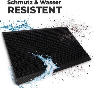 Килимок для дверей KARAT для використання в приміщенні та на вулиці - Килимок для дверей з міцними щітками - Вхідний килимок - Килимок для бруду, скребок для взуття, килимок для дверей (60 x 90 см, гума) Гума 60 x 90 см (прямокутний)