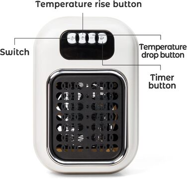 Керамічний настінний обігрівач потужністю 600 Вт з пультом дистанційного керування, керамічним нагрівальним елементом PTC, таймером 1-12 годин та світлодіодним дисплеєм, регульованим термостатом для спальні, офісу, кухні, білий
