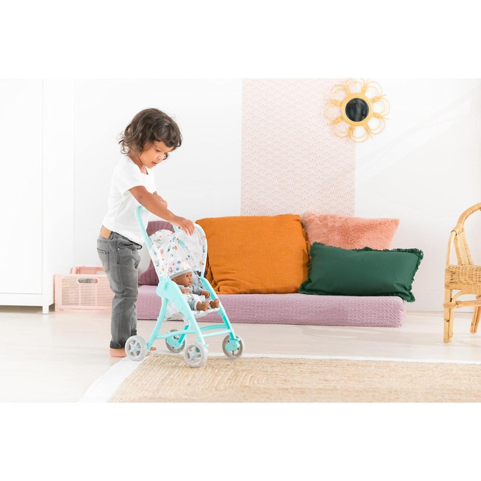 Коляска для ляльок Mon Premier Poupon 30 см, синя, коляска для всіх ляльок 30 см, лялькова мама, аксесуари для ляльок, коляска, пі