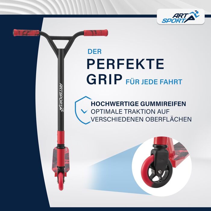 Трюковий самокат ArtSport з керуванням на 360, кулькові підшипники ABEC 9, 100 мм PU колеса та клейка стрічка, веселий самокат для