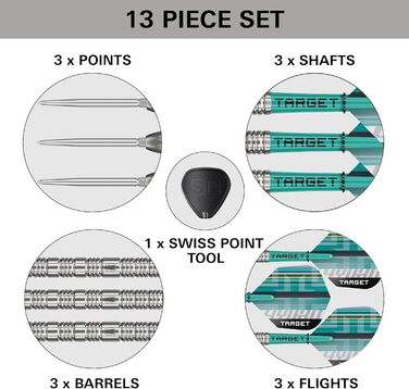 Набір дротиків Target Darts Hydro Steel Tip 21G/22G/23G/24G/25G/26G (ствол 01/02/03) Дротики з 90 вольфраму, срібні швейцарські наконечники, ручки Pro Grip Tag, крила Pro Ultra 6, інструмент SP, включаючи ствол 21G 02