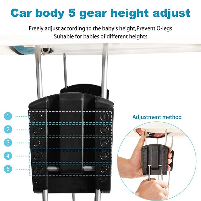 Складані дитячі ходунки - Підходять для коліс висотою 66-80 см, допоміжні засоби для ходьби для хлопчиків та дівчаток, тихі, з захистом від перекидання, складаний стільчик (білий)