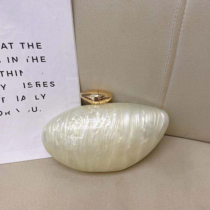 Акриловий клатч у формі мушлі, модна вечірня сумочка з металевого акрилу, блискучі гаманці та сумочки у формі яйця для жінок, весільні вечірки