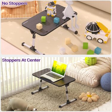 Стіл для ноутбука та сніданку Nearpow (великий розмір), регульований підставка для ноутбука на ліжко, портативний мобільний стіл з відкидними ніжками, складаний столик на коліна для дивана, ліжка, підлоги, великий розмір, чорний