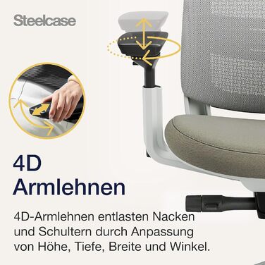 Ергономічне офісне крісло Steelcase серії 2 з поперековою опорою LiveBack та підлокітниками 4D Truffle, 72 x 64 x 101 Truffle Modern