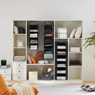 Підвісна полиця-органайзер для шафи Міцний органайзер для гардеробу Підвісна система зберігання з панелями МДФ та посиленим бамбуковим стрижнем 3 відділення сірого кольору