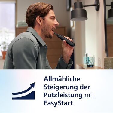 Електрична зубна щітка Philips Sonicare 5300, звукова щітка з 2 рівнями інтенсивності, контроль тиску, EasyStart, Smartimer і BrushPacer, чорна, модель HX7101/01