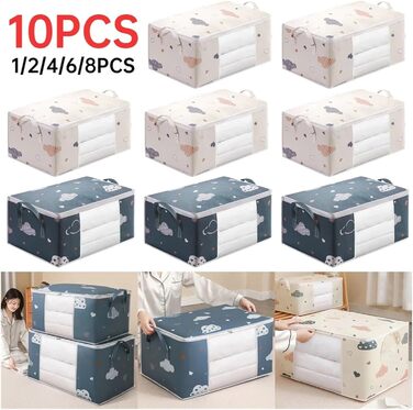 Органайзер для одягу з 3 предметів, сумка для зберігання ковдр та одягу, водонепроникний, органайзер для гардеробу, складаний, велика місткість, для ковдр (2 шт. синього кольору)