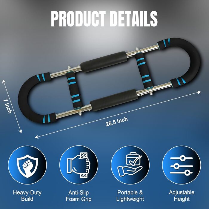 Регульований тренажер для скручувальних рук для чоловіків та жінок - U-подібний еспандер для грудей з 3 рівнями опору 40-90 фунтів - Силове тренування Тренажер для грудей, плечей, зап&39ястя, спини