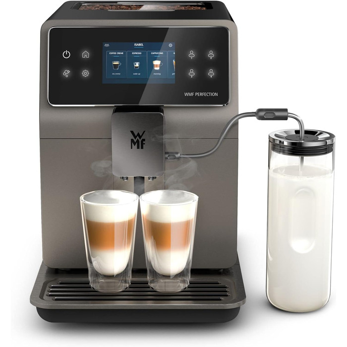 Повністю автоматична кавоварка WMF Perfection 780L з молочною системою, 18 напоїв, подвійний термоблок, кавомолка з нержавіючої сталі, профіль користувача, контейнер для молока 1 л