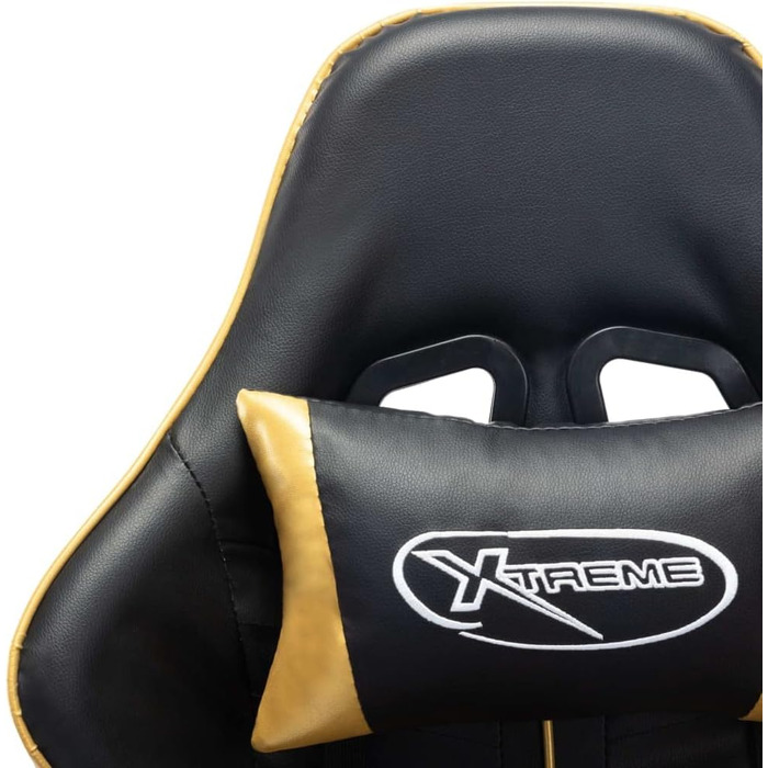 Геймерське крісло, офісне крісло, чорно-золотий колір, штучна шкіра