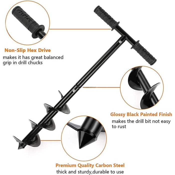 Набір ручного бура Garten, Ø 100 мм бури для землі, стовпів, спіральний бури для швидкої посадки, бури для огорож та інструмент для висадки дерев 100 мм