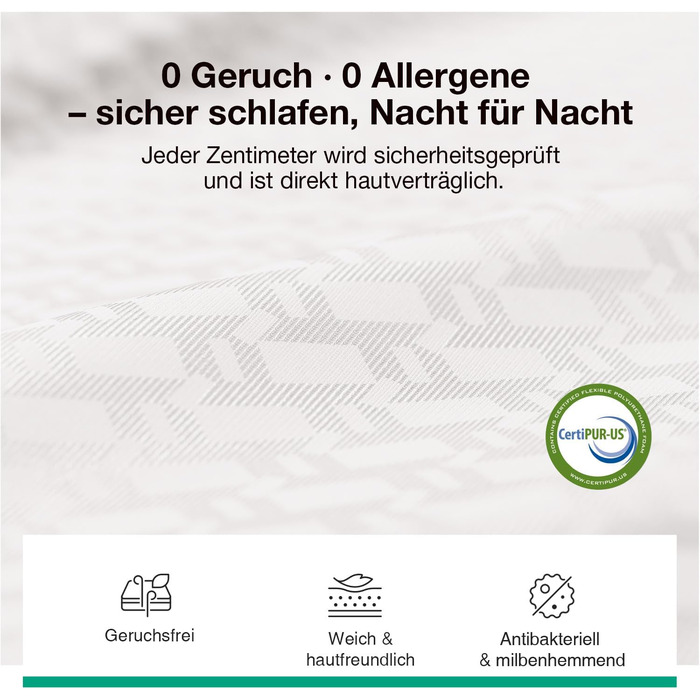 Матрац Novilla 140x200 см з холодної піни, рівень жорсткості H3/H4, 7-зонний комфортний матрац з піни, дихаючий комфортний згортаючий матрац зі знімним тканинним чохлом, сертифікований Oeko-TEX, висота 18 см, 18 см, 140 x 200 см