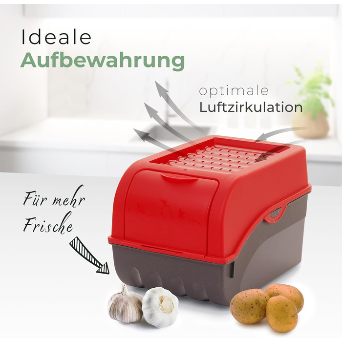 Ящик для зберігання картоплі Novaliv 2 середні 5 л ЧЕРВОНИЙ Ящик для картоплі Штабелюваний ящик для овочів, ящик для цибулі, кошик для картоплі, контейнер для фруктів, ящик для картоплі, контейнер для зберігання цибулі, контейнер для зберігання продуктів,