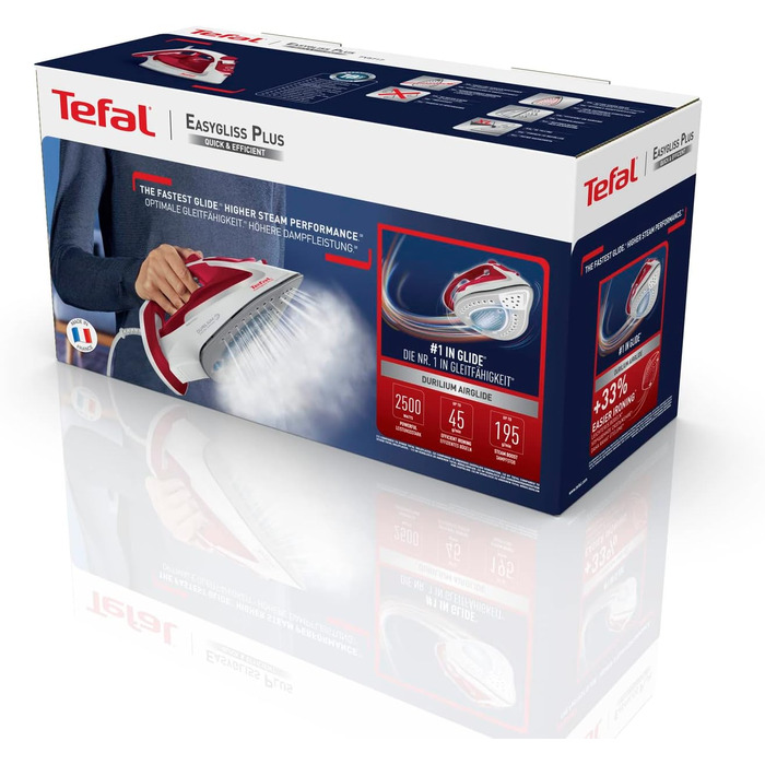 Праска 2500 Вт безперервна подача пари 45 г/хв. з функцією подачі пари об'єм резервуара для води 270 мл білий/червоний, 5717 Easyg