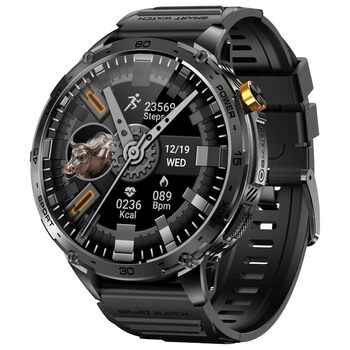 Розумний годинник Zeus 2.0 для чоловіків - великий AMOLED-дисплей 1,75 дюйма, міцний корпус з нержавіючої сталі, моніторинг здоров&39я, дзвінки Bluetooth, чорний