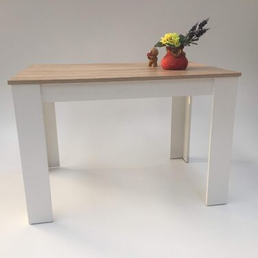 Обідній стіл, дуб сонома, світлий, пиляний, білий, з краєм під масив дерева, 110x70