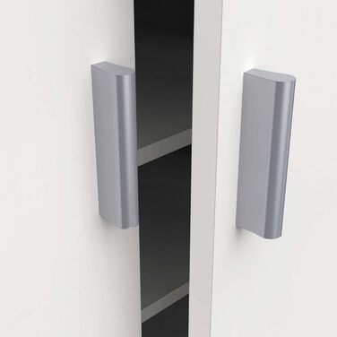 Багатофункціональна шафа з двома дверима та шістьма полицями, біла, розміри 55 x 108 x 36 см