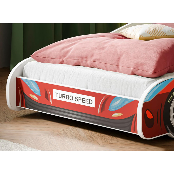 Дитяче ліжко KOBI з поручнями - Дизайн машинки Гоночна машина 140 x 70 см Дитяче ліжко з матрацом Дитячі ліжка для хлопчиків та дівчаток Односпальне ліжко, Дитяче ліжко, Ліжко-автомобіль