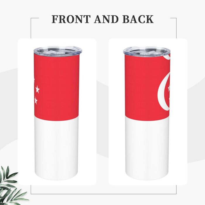 Кухоль з прямою трубочкою, принт прапора Сінгапуру, дорожній кухоль, підходить для кемпінгу, офісу та дому, 590 мл