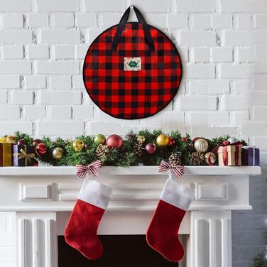 Коробка для зберігання корони 2 картаті кишені Кишеня на блискавці з ручкою Для шафи, будинку, горища, підвалу, гаража, Різдва, спальні, гуртожитку 76 x 18 см