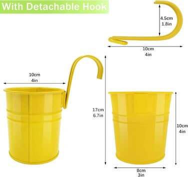 Підвісні горщики для квітів GIOVARA, підвісний горщик для квітів з дренажним отвором, 10 шт. різнокольорових садових горщиків з ін