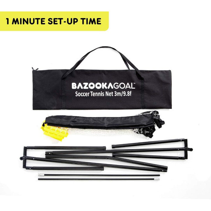 Тенісна сітка BazookaGoal 300x100 см, повний комплект - регульована та складна - волейбольна сітка для дітей та дорослих - розсувна та складна - теніс - волейбол - бадмінтон - висока якість