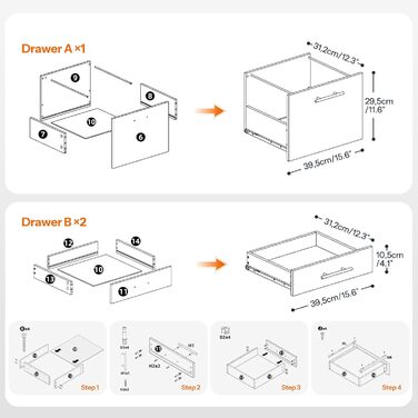 Шафа для файлів HOOBRO на колесах, шафа для документів на колесах з 3 шухлядами, мобільна офісна шафа з підвісними відділеннями для файлів, офісна, темно-коричневий та чорний EBF02WJ01G1 темно-коричневий, чорний