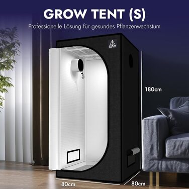 Якісний гроубокс для вирощування рослин у приміщенні Кімната для вирощування Гроу-тент Міні-теплиця - Малий (80 x 80 x 180 см)