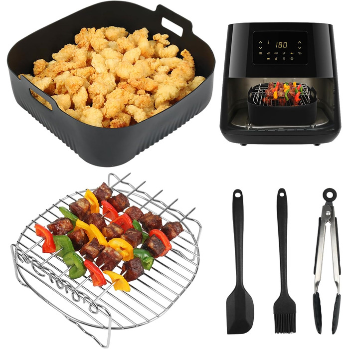 Аксесуари для фритюрниці YQL XXL Квадратна фритюрниця, багаторазова фритюрниця з гарячим повітрям підходить для фритюрниці Philips 6.2 л, COSORI 5.5 л-6.4 л/NINJA 5.7 л/Russell Hobbs Airfryer