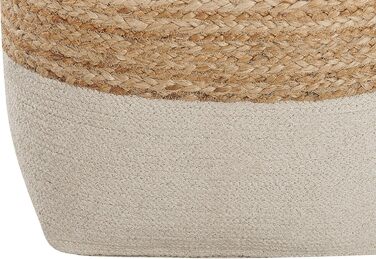 Beliani Boho Pouf Cotton and Jute Square Beige Kirama, Beliani Boho Pouf Cotton and Jute Square Beige Kirama