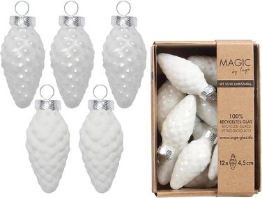 Ялинкові прикраси соснові шишки 12 шт білий Inge-glas