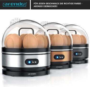 Яйцеварка 400 Вт - конструкція з нержавіючої сталі - 1-7 яєць - яйцеварка - перемикач функцій - 3 ступені твердості на вибір - фун