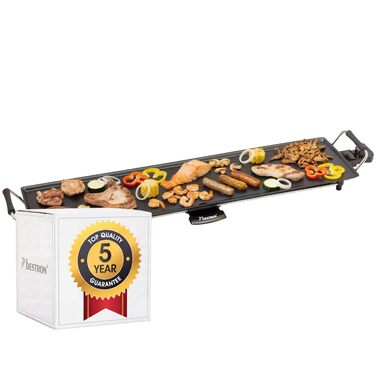 Електричний настільний гриль Bestron XXL Plancha/Teppanyaki з антипригарним покриттям, 1800 Вт, на 8 осіб, чорний, 90,5 x 23,7 см