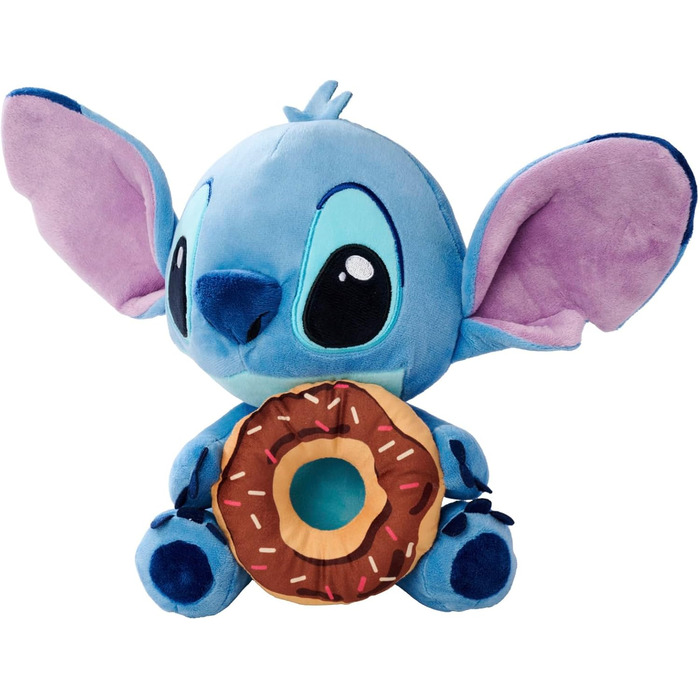 М'яка іграшка Disney Stitch з пончиком плюшевий Stitch з шоколадним пончиком та посипкою, улюблений герой Діснею для фанатів та дітей, блакитний, 25 см, від 0 років