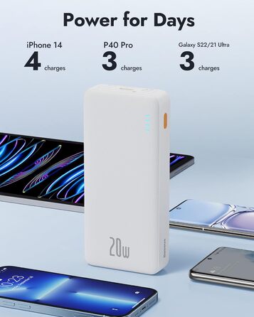 Зовнішні акумулятори для мобільних телефонів PD QC Charger with USB C in&out, Powerbank USB C Small для iPhone 15 14 13 12 11 Sams