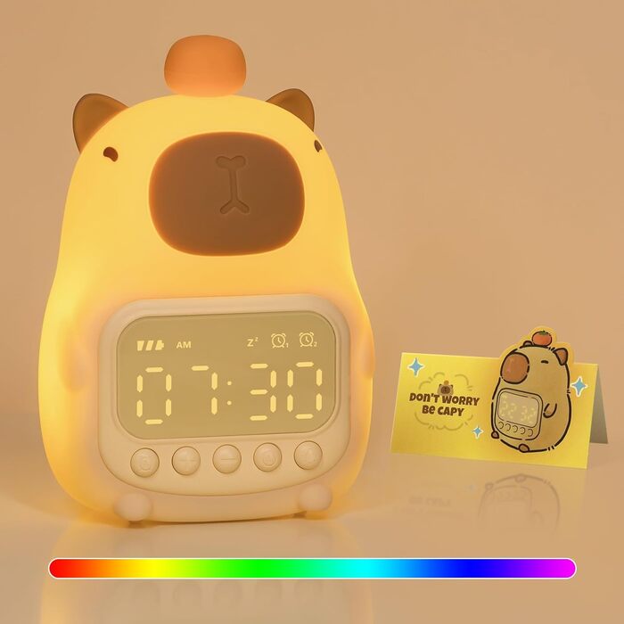 Будильник Yiliaw Capybara Alarm Clock з нічником, 15 см, коричневий